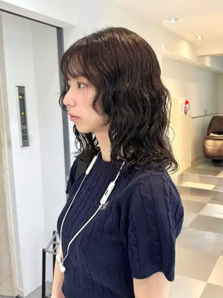 ミディアム カラー パーマ デジタルパーマ 🌀ボブ　萩原　龍のヘアスタイル