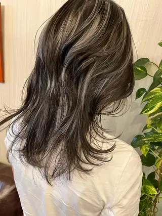 ロング カラー ヘアアレンジ きむえり/髪質改善 /うねり広がり改善のヘアスタイル