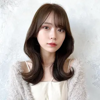 セミロング カラー 顔周り/くびれヘア 韓国ヘア💕風間るなのヘアスタイル