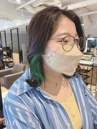 ミディアム カラー 🌿earth亀有店 【緑髪のノブ】🌿のヘアスタイル