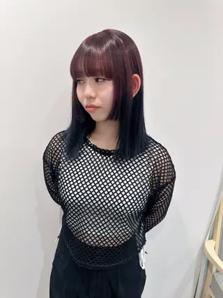 ミディアム カラー 小顔レイヤー/ ベージュ🤍Rieのヘアスタイル