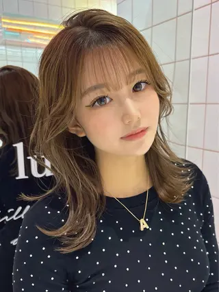 ミディアム 色気レイヤースタイル 洒落色気ヘアマサトのヘアスタイル