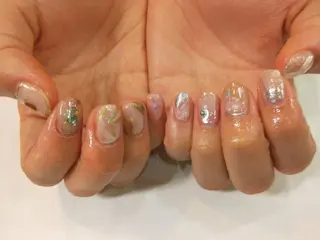 ネイル はばすみれ🎀ﾈｲﾙ 光ﾌｪｲｼｬﾙ ﾍｱのネイルデザイン