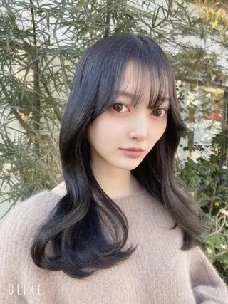 ロング カラー 顔周りカット 【オノザワリョウ】のヘアスタイル