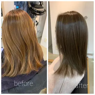 セミロング カラー 船津武俊 フナツタケトシのヘアスタイル