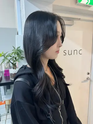 ロング sunc所属・韓国風レイヤーカット グレージュ/大希のヘアスタイル