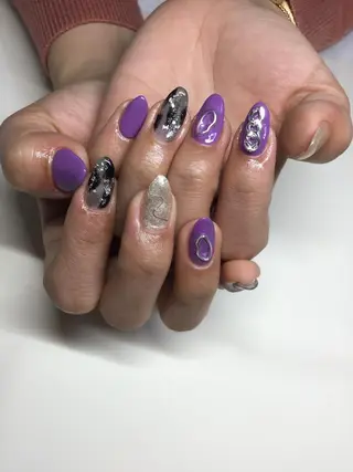 ロング カラー ネイル マツエク・マツパ 福田 加奈のネイルデザイン