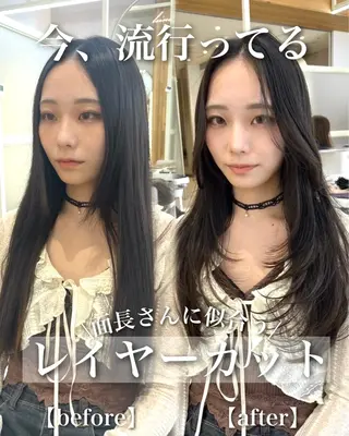 ロング カラー 似合わせレイヤー/ 透明感カラーのヘアスタイル