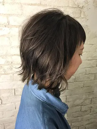 ミディアム カラー パーマ ヘアアレンジ 韓国ヘア✨グレージュ カラーasamiのヘアスタイル