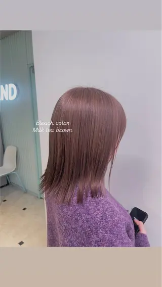 ミディアム カラー 🤍💕ブリーチカラ ーAyaka💕🤍のヘアスタイル