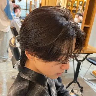 ミディアム シャドウ/縮毛矯正 メンズカット/みのるのヘアスタイル