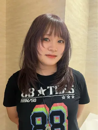 セミロング カラー 柔らかい艶暖色 レイヤー🫧姫汝のヘアスタイル