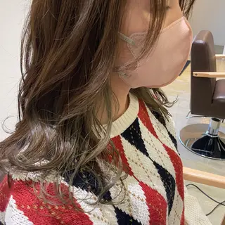 セミロング カラー 酸性ストレート/ブリ ーチなしWカラー河本のヘアスタイル