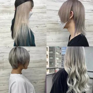 ミディアム カラー ヘアアレンジ アイブロウ LAVENDIA 初音のヘアスタイル