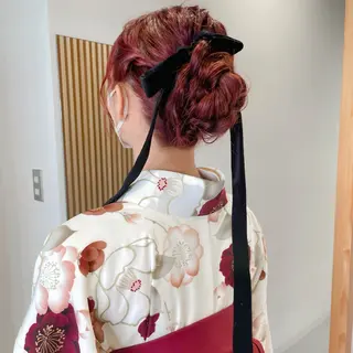 ロング ヘアアレンジ ダブルカラー,透け カラーHINARIのヘアスタイル