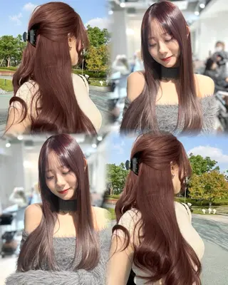 ロング カラー 韓国風ハッシュカット 似合わせレイヤー池袋のヘアスタイル