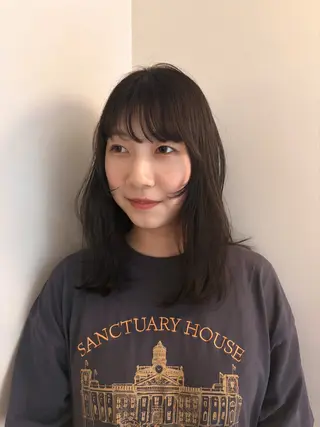 セミロング カラー 名古屋カラーモデル/ 暖色カラー/リカのヘアスタイル