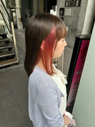 ミディアム カラー ヘアアレンジ 天神/ブリーチ/ ブリーチなしカラーのヘアスタイル