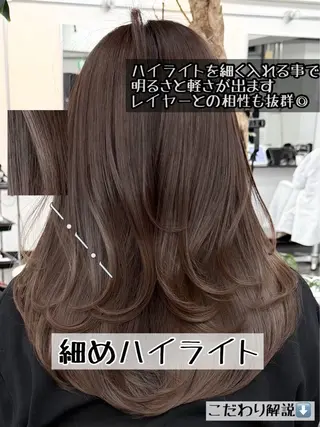 ロング カラー ハイライト/レイヤー 河原町/Manatoのヘアスタイル