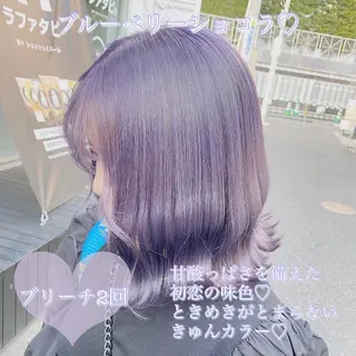 ミディアム カラー ヘアアレンジ TAKUMAブリーチ /切りっぱなし🪽のヘアスタイル