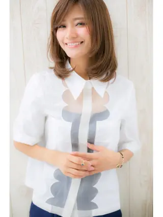 セミロング カラー パーマ FUKUNAGA YUのヘアスタイル