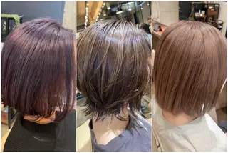 ショート カラー 柔らかい縮毛矯正 ＋艶感山根のヘアスタイル