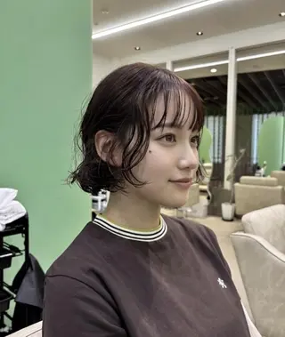 パーマ ミディアム ボブ 西宮北口/みなみのヘアスタイル