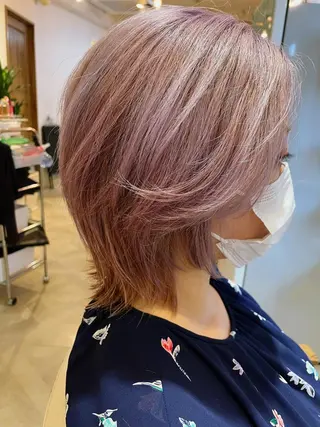 カラー ミディアム パーマ ヘアアレンジ アイブロウ マツエク・マツパ 初めでも安心🌟 newi町田✂のヘアスタイル