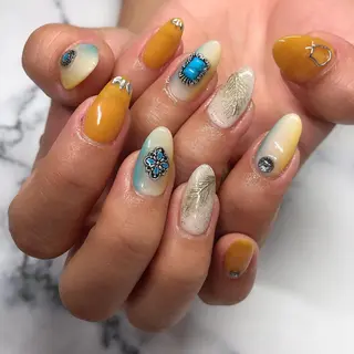 ロング カラー ヘアアレンジ キッズ ネイル マツエク・マツパ 福田 加奈のネイルデザイン