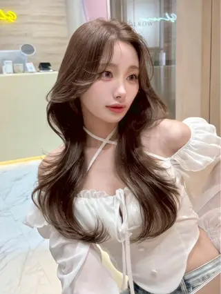 ロング 韓国レイヤー ☁️🫧森ハリス誠一のヘアスタイル