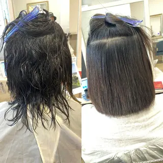 ミディアム パーマ 饒平名 知也のヘアスタイル