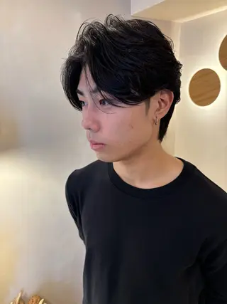ミディアム パーマ メンズ ツイスパ/波巻き 鈴木教介👯‍♀️のヘアスタイル