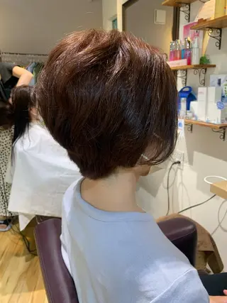 ショート カラー パーマ ヘアアレンジ メンズ キッズ 白髪世代特化 🌿飯塚京橋のヘアスタイル
