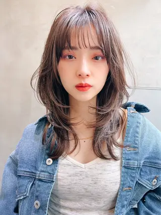 ミディアム カラー パーマ Chlom🌿Top Stylist沖田のヘアスタイル