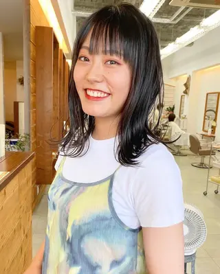 ミディアム クロスパーマ× 透明感カラー✂︎のヘアスタイル
