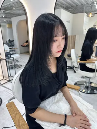 ロング 韓国ヘア/艶髪ロング グレージュ/kanaのヘアスタイル