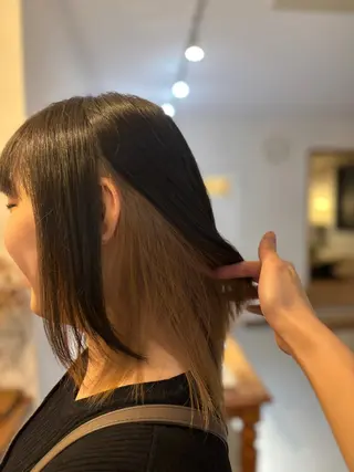ミディアム カラー ヤマノウチ アヤカのヘアスタイル