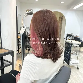 ミディアム カラー ゆさこのか ダブルカラー／縮毛のヘアスタイル