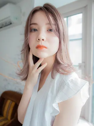 セミロング カラー 🎀透明感カラー🎀 mikaのヘアスタイル