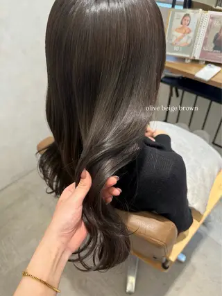 ミディアム カラー むく。/顔周りカット /透明感カラーのヘアスタイル