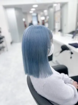 ミディアム カラー ウルフ&レイヤー特化 まとまる美髪矯正のヘアスタイル