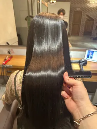 ロング カラー パーマ 髪質改善 すずきひじりのヘアスタイル