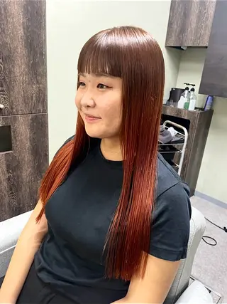 ロング カラー 髪質改善カラー&TR 縮毛矯正/弱酸性矯正のヘアスタイル