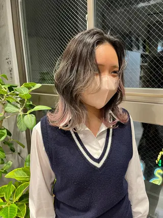 ミディアム カラー ハイトーンを育てる ブリーチカラー/牧原のヘアスタイル