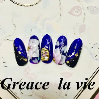 ロング カラー パーマ ヘアアレンジ キッズ ネイル マツエク・マツパ Greace la vie所属・Greace  la vieのネイルデザイン