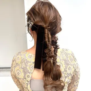 ロング ヘアアレンジ 卒業式お呼ばれ🕊️ ヘアセット✴︎ミキのヘアスタイル