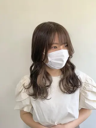 セミロング カラー 美髪"縮毛矯正" 別所レイヤ【なんば】のヘアスタイル