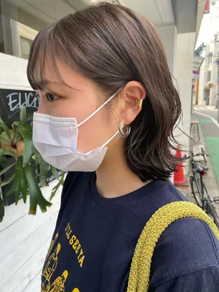 ミディアム カラー 森貴裕/ベージュ/ パーマ/オリーブのヘアスタイル