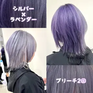 ショート カラー 雅/ダブルカラー/ 白髪ぼかしハイライトのヘアスタイル