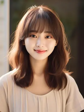 カラー セミロング 表参道/さあ や/大人ナチュラルのヘアスタイル